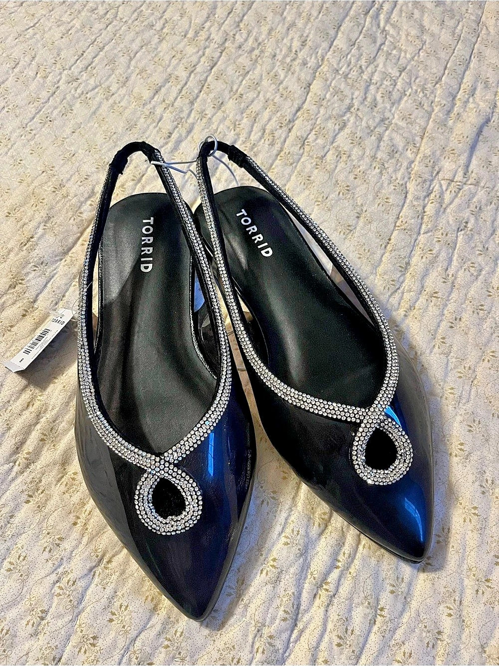 TORRID Black PVC Pointed Toe Slingback Flat Black US 8 NWT